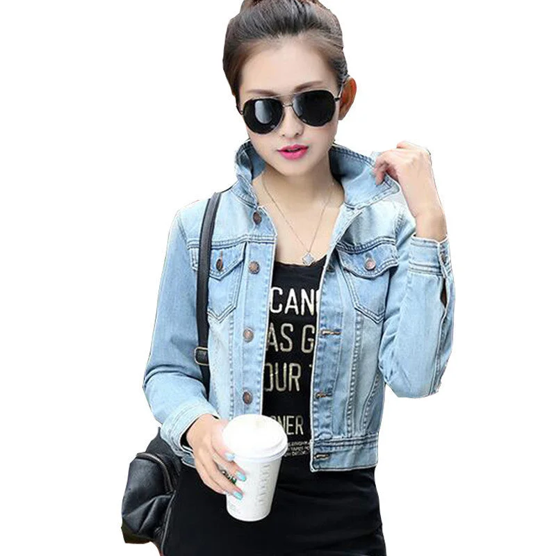 Autumn Spring Long Sleeve Women Denim Jacket Frayed Jeans Jacket Women Oversized Jean Coat Plus Size Girls Outwear BN901