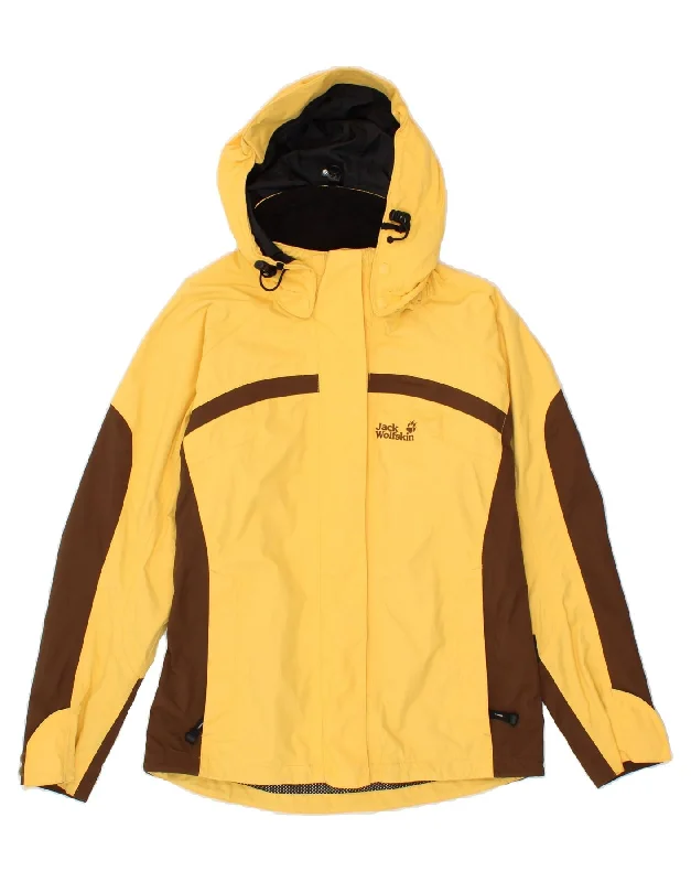 JACK WOLFSKIN Womens Oversized Hooded Windbreaker Jacket UK 8 Small Yellow