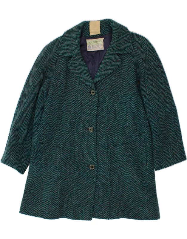 JIMMY HOURIHAN Womens Oversized Overcoat UK 10 Small Green Chevron