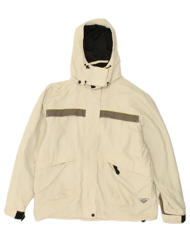 QUIKSILVER Womens Oversized Hooded Windbreaker Jacket US 4 Small Beige