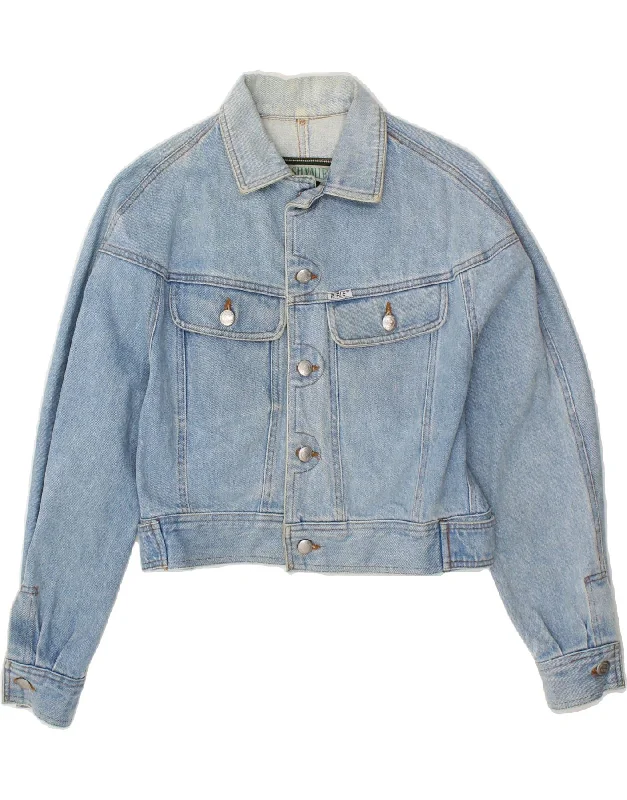 RIFLE Womens Oversized Crop Denim Jacket UK 6 XS Blue Cotton