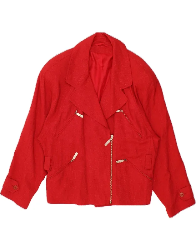 VINTAGE Womens Oversized Bomber Jacket EU 36 Small Red Viscose