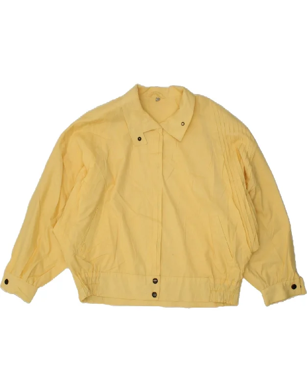 VINTAGE Womens Oversized Bomber Jacket UK 10 Small Yellow Polyester