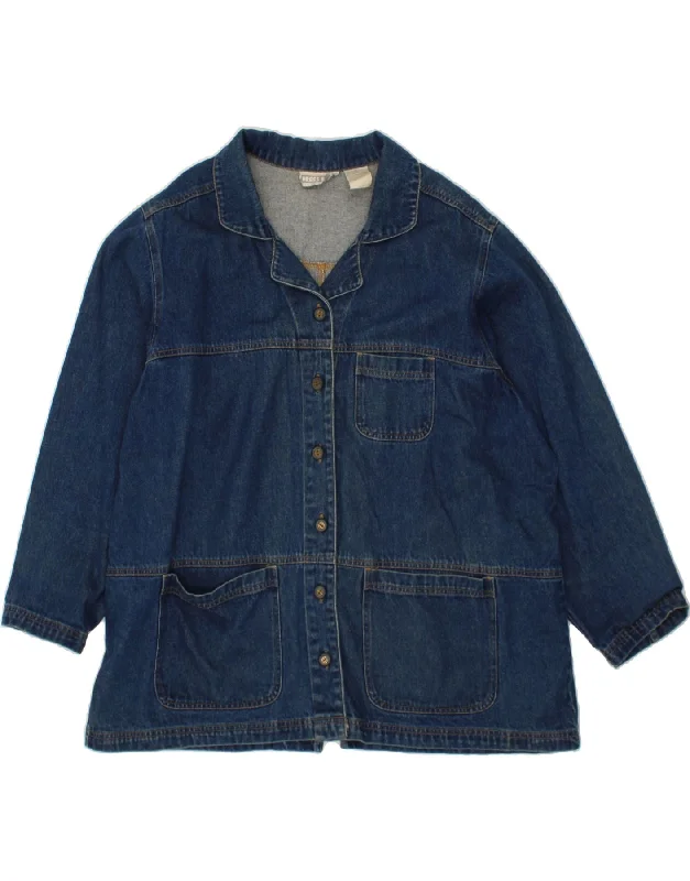 VINTAGE Womens Oversized Denim Jacket UK 20 2XL Blue Cotton