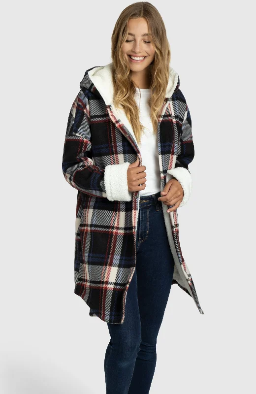 Navy and Red Ebony Oversized Hooded Jacket