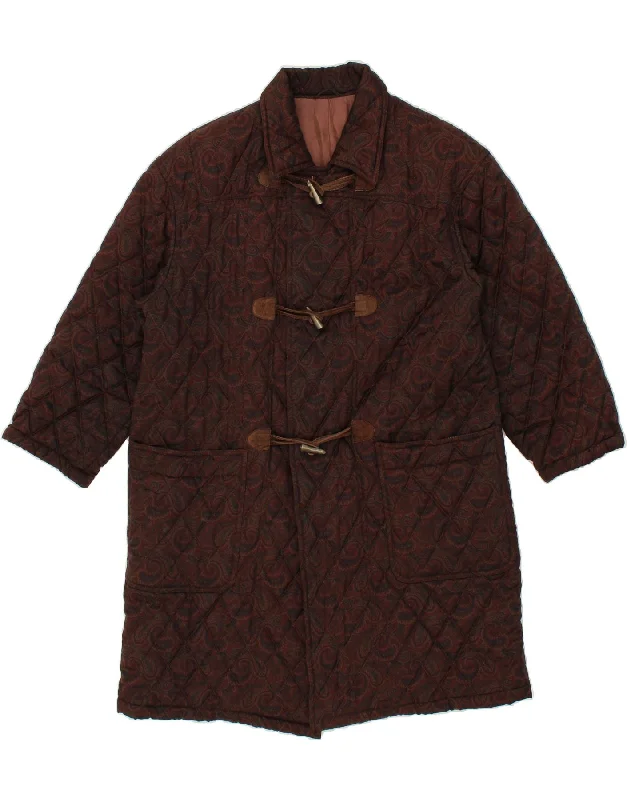 PERSONA Womens Oversized Quilted Duffle Coat Size 17 Small Brown Paisley